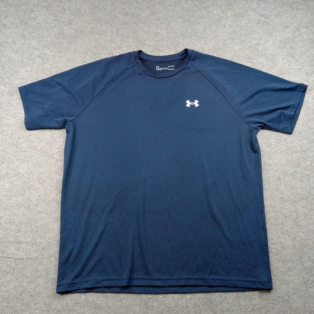 Under Armour Shirt Mens Large Blue HeatGear Short‎ Sleeve Athletic Tee Top